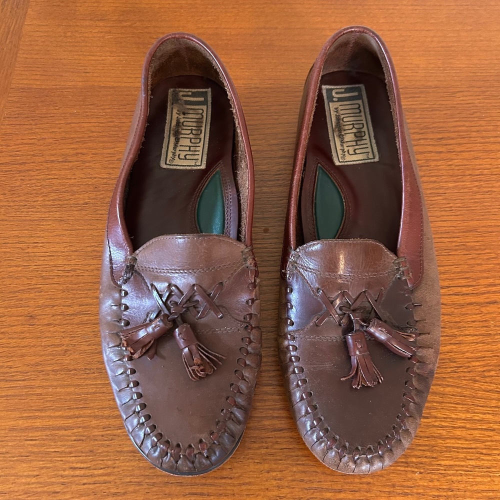 J. Murphy by Johnston & Murphy Shoes Leather Slip On Loafer Tassel Size 11 Brown